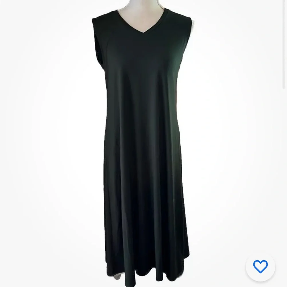 NWT Eileen Fisher Sleeveless Stretch Jersey Tencel Knit Long Green Dress XS